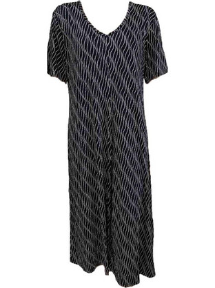 Koyote Midi Καλοκαιρινό Καθημερινό Φόρεμα Μαύρο KG6157-Stripes