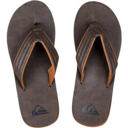 Quiksilver Carver Nubuck Δερμάτινες Ανδρικές Σαγιονάρες Καφέ AQYL100623-CTK0