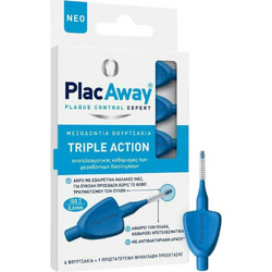 Plac Away Triple Action Μεσοδόντια Βουρτσάκια 0.6mm Μπλε 6τμχ