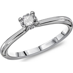 Diamond Group Moνόπετρο Δαχτυλίδι με Διαμάντι Brilliant από Λευκό Χρυσό 18 Καρατίων DDX719