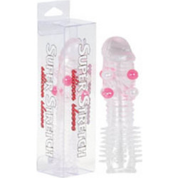Seven Creations Super Silicone Sleeve with Little Balls Κάλυμμα Επιμήκυνσης Πέους Clear