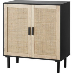 VEVOR Μαύρο Ντουλάπι Rattan με 2 Μαγνητικές Πόρτες και Ρυθμιζόμενα Ράφια TBZSJLM315INFA6OBV0