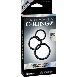 Pipedream Fantasy C-Ringz 3-Ring Stamina Σετ Ελαστικά Δαχτυλίδια Πέους & Όρχεων Σιλικόνης Μαύρα 3τμχ