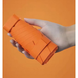 Ομπρέλα τσέπης mini 15cm Bροχής - Ήλιου (UV Προστασία UPF50+) σπαστή Fiberglass από Πολυεστερικό ύφασμα, Αντιανεμική, Διάμετρος 90cm με 6 μπανέλες - Πορτοκαλί