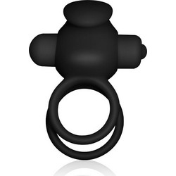 Lovetoy Power Clit Cockring Duo Ελαστικό Δαχτυλίδι Πέους Σιλικόνης με Δόνηση 2.5cm Μαύρο