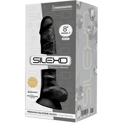 SilexD Dual Density 8" Model 1 Ρεαλιστικό Dildo με Βεντούζα & Όρχεις 20cm Μαύρο