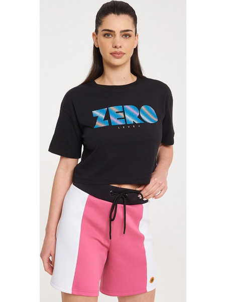 Zero Level Ichika Γυναικείο Crop T-shirt Μαύρο (003-100075BK)