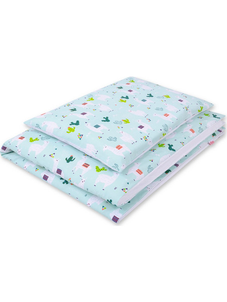 Double-sided bedding set 2-pcs- lama mint/white