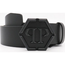 PHILIPP PLEIN ΖΩΝΗ CARBON MATT HEXAGON LOGO ΜΑΥΡΗ