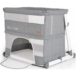Cangaroo 2 in 1 Day N Night Λίκνο με Στρώμα & Πλαϊνό Άνοιγμα Γκρι