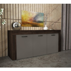 Μπουφές LANA σε χρώμα καρυδί/γκρι 150x40x81