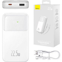 Baseus Comet Power Bank 20000mAh 22.5W με Θύρα USB-A & Θύρα USB-C White
