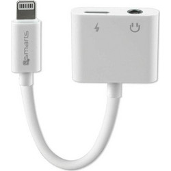 4sMarts Adapter Rozdzielajacy Lightning Na Lightning + 3.5mm Aux bialy/White - (468673)
