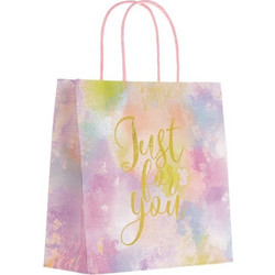 Τσάντα Δώρου kraft Rainbow Χρυσό Foil Just for you 20x8x20cm