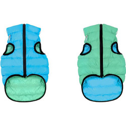 Waudog AiryVest Lumi Dog Jacket, Reversible, Glows In The Dark, Light Green-Blue Small 40cm