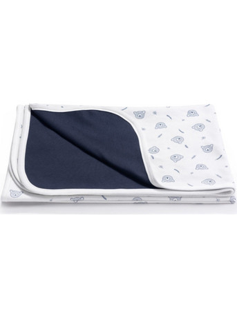 Jukki Bear Κουβέρτα Αγκαλιάς Βαμβακερή 75x100 Λευκή Navy Μπλε