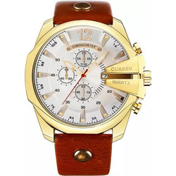 Curren Ανδρικό Ρολόι με Καφέ Δερμάτινο Λουράκι 8176 Brown/Gold