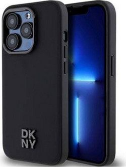 DKNY Stack Logo PU Leather Back Cover Θήκη Δερματίνης για iPhone 14 Pro Max Μαύρο