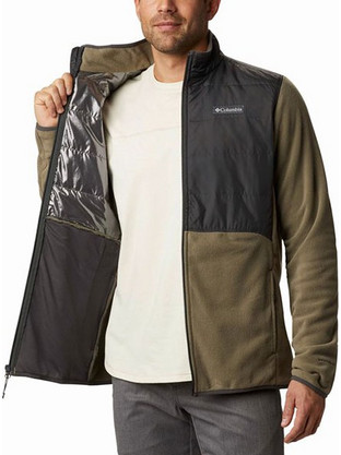 Columbia Basin Butte Ανδρική Ζακέτα Fleece με Φερμουάρ Χακί 1861603-397