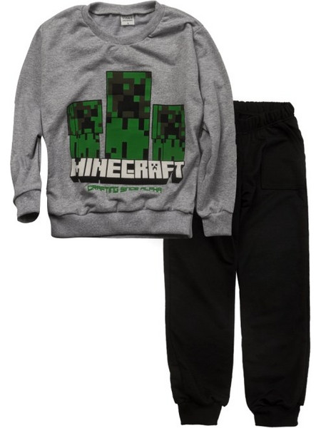 Παιδικό σετ φόρμας Online για αγόρια minecraft season γκρι