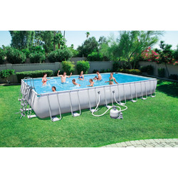 Bestway Power Steel 56623 Πισίνα Πλαστική με Μεταλλικό Σκελετό & Αντλία Φίλτρου 956x488x132cm