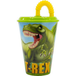 Stor Ποτήρι με Καλαμάκι Dinosaurs 430ml