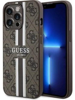 Guess 4G Printed Stripes MagSafe Back Cover Brown (iPhone 13 Pro Max)