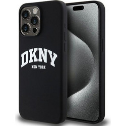 DKNY Liquid Silicone White Printed Logo MagSafe Back Cover Black (iPhone 14 Pro Max)