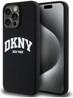 DKNY Liquid Silicone White Printed Logo MagSafe Back Cover Black (iPhone 14 Pro Max)
