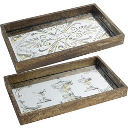 Artekko Tray Δίσκοι Διακοσμητικοί MDF/Γυαλί Χρυσό (43.2x26.7x5.1)cm Σετ/2
