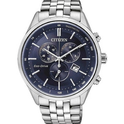 Citizen Eco-Drive Ανδρικό Ρολόι Χρονογράφος Solar με Ασημί Μεταλλικό Μπρασελέ AT2141-52L