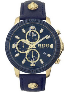 Versus Versace Ανδρικό Ρολόι Χρονογράφος με Γκρι Δερμάτινο Λουράκι VSPHJ0420