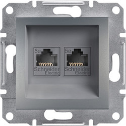 Schneider Asfora πρίζα πληροφορικής RJ45 cat5e U/UTP διπλή Ατσάλι - EPH4400162