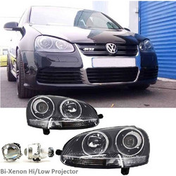 Μπροστινά Φανάρια Set Για Vw Golf V (5) 03-08 Bi-Xenon Projectors GTI / R32 Look Χρώμιο H7/H7 Με Μοτέρ & E-Mark Carner 0030687