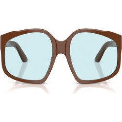 Miu Miu MUA07S 24D20R Γυναικεία Γυαλιά Ηλίου Πολυγωνικά Κοκάλινα Καφέ με Μπλε Φακό