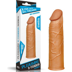 Lovetoy Pleasure X-Tender Sleeve Κάλυμμα Επιμήκυνσης Πέους 19.5cm Καφέ