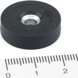Μαγνήτης Δίσκος Φ22x6x4.5mm Λάστιχο με Φρεζάτη Οπή Νεοδυμίου Δύναμη Έλξης 4,5kg