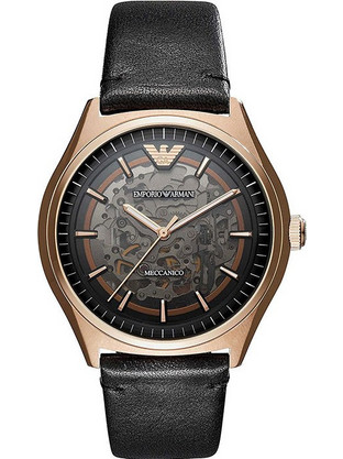 Emporio Armani Zeta Ανδρικό Ρολόι Αυτόματο με Μαύρο Δερμάτινο Λουράκι AR60004