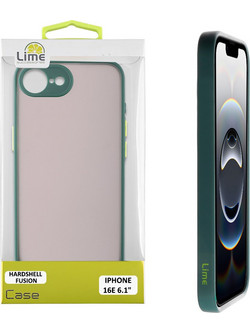 LIME HARDSHELL FUSION ΘΗΚΗ IPHONE 16E/ IPHONE 17E 6.1in FULL CAMERA PROTECTION GREEN WITH YELLOW KEYS LIME SUCCESSORIES