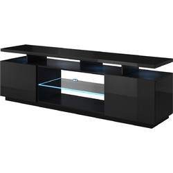 Έπιπλο Τηλεόρασης Ξύλινο Eva Black Glossy Μ180xΠ40xΥ52cm