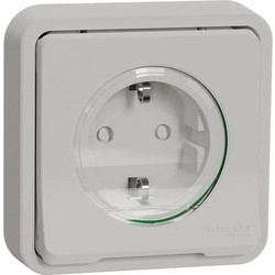Schneider Electric Mureva Styl Στεγανή Χωνευτή Πρίζα IP55 Σούκο με Καπάκι Λευκή (MUR39132)
