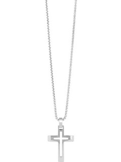 Akzent Henley ανδρικός σταυρός με αλυσίδα από ανοξείδωτο ατσάλι ασημί 61 cm - 5010513-001