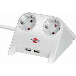 Brennenstuhl Desktop-Power USB-Charger with 2x USB-2.0 charger 2100mA 2-way socket, white polished 1.8m H05VV-F 3G1.5 (1153520222) (BNN1153520222)