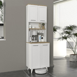 Έπιπλο κουζίνας Potter 2 χρώμα λευκό - rota oak 60x40x196,1εκ