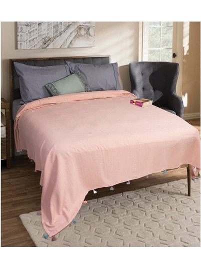 Κουβέρτα Διπλή 220x240cm με Περιμετρικά pon-pon Ada 100% cotton