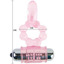 Baile 10 Tongue Rhythms Silicone Ring Ελαστικό Δαχτυλίδι Πέους Σιλικόνης με Δόνηση Ροζ