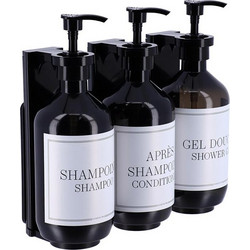 Σετ Διανεμητών Dispenser 3 Τεμαχίων για το Μπάνιο 500ml με Στήριγμα Τοίχου, 23.5x9.5x20.5 cm - Aria Trade
