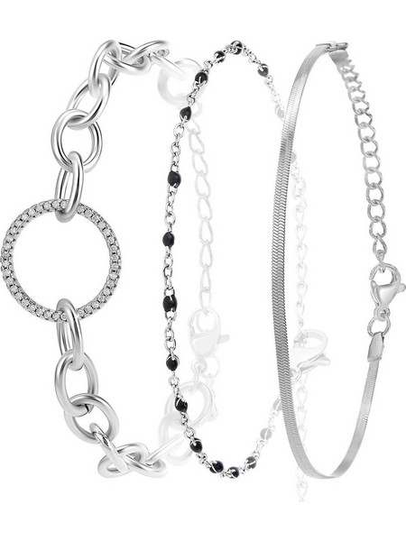 So Charm Σετ 3 Βραχιόλια διακοσμημένα με Κρύσταλλα Swarovski, Ασημί BS2964+B2381N+B2397A