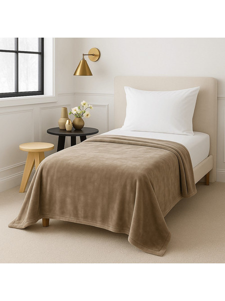Κουβέρτα Βελουτέ 2831 Beige Astron Μονό 150x220cm Πολυέστερ