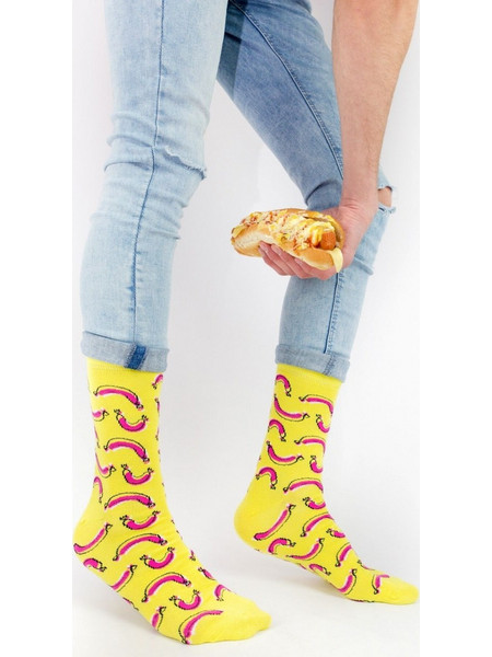 Soma Crazy Socks Hot Dog Ανδρικές Κάλτσες με Σχέδια Μπλε